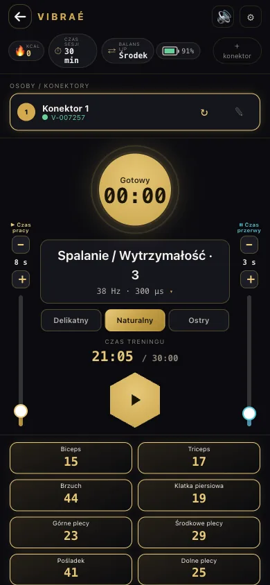Sesja domowa w aplikacji Vibraé Home na telefonie